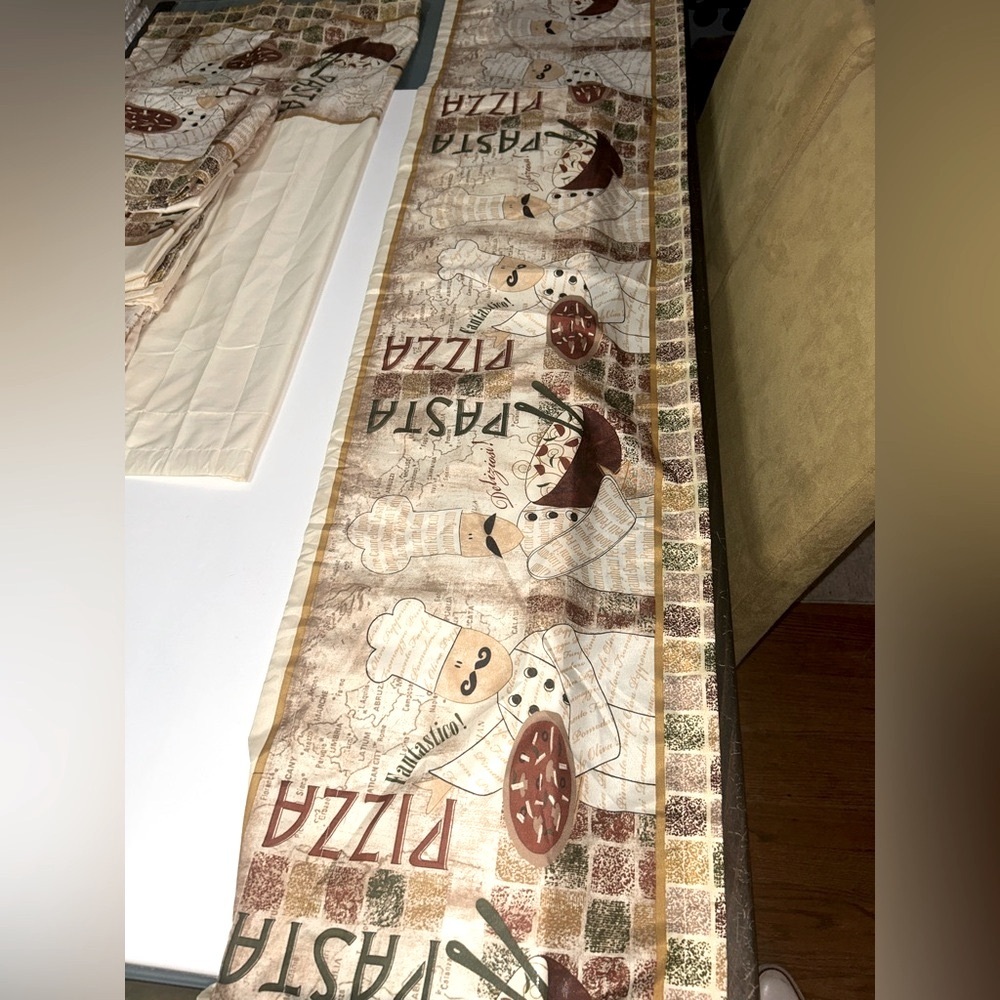 Fun Novelty Curtains Valence Sets Italian Food  
Pizza Pasta Cooking Kitchen new - Picture 8 of 15